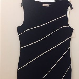 NWT Calvin Klein Black Striped Sleeveless Dress